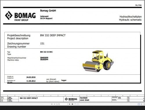 Bomag BW332 Deep Impact Hydraulic Schematic Function 151 2012 EN DE