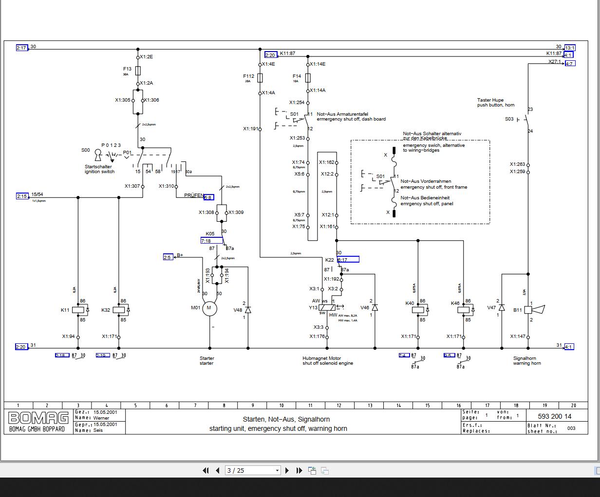 Bomag MPH121 Circuit Diagram Drawing-No 59320014 2001 EN DE | Auto ...