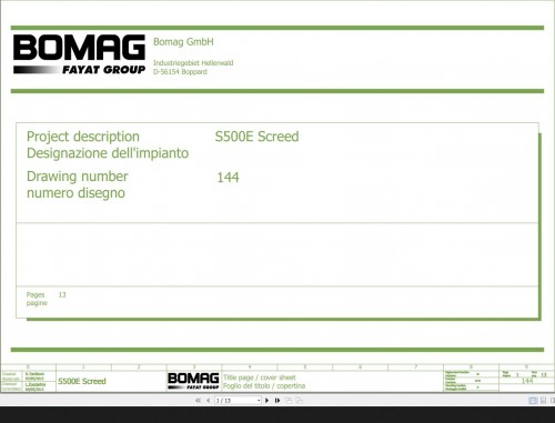 Bomag S500E Screed Wiring Diagram Function 144 2012 EN IT