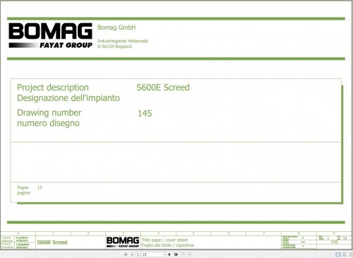 Bomag S600E Screed Wiring Diagram Function 145 2012 EN DE