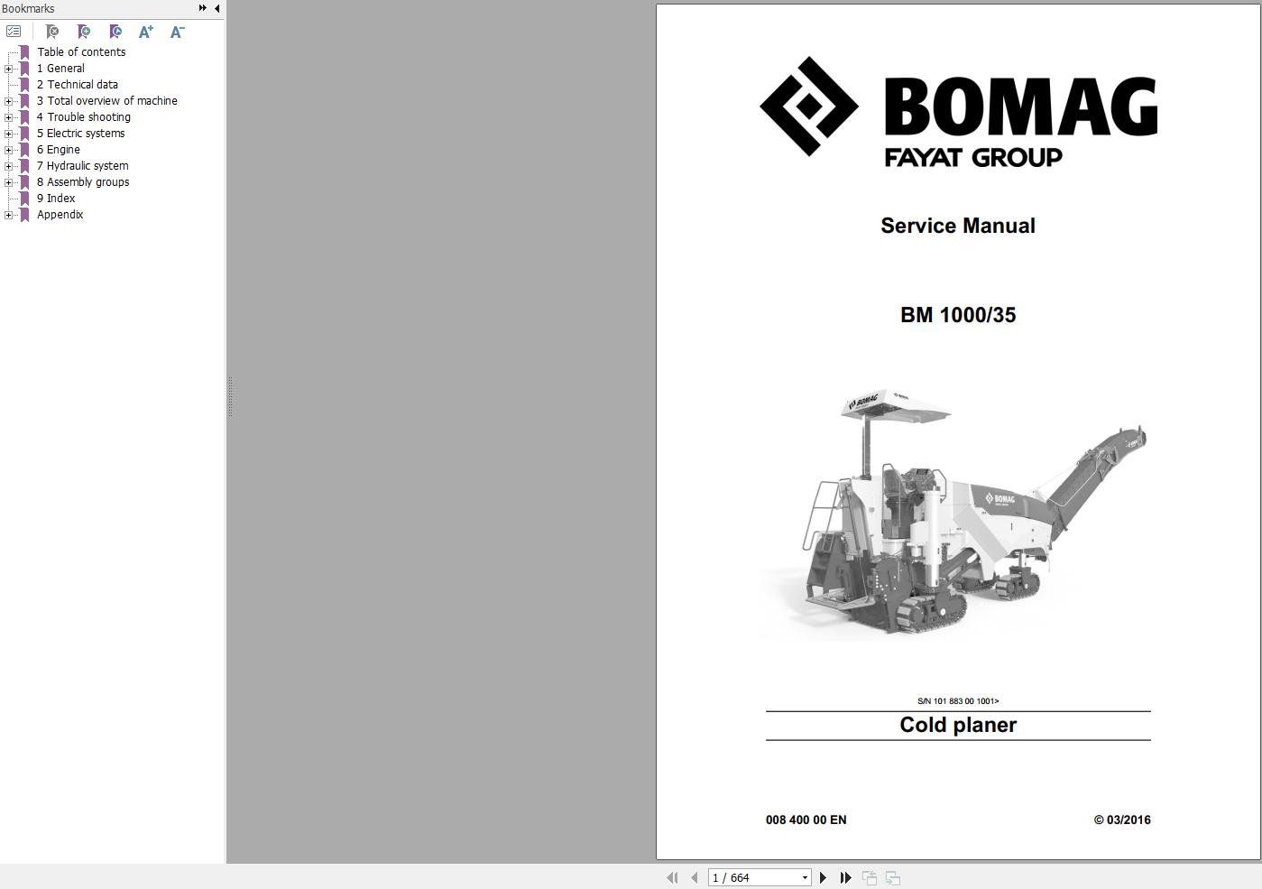 Bomag Machinery BM1000-35 Service Manual, Service Training | Auto ...