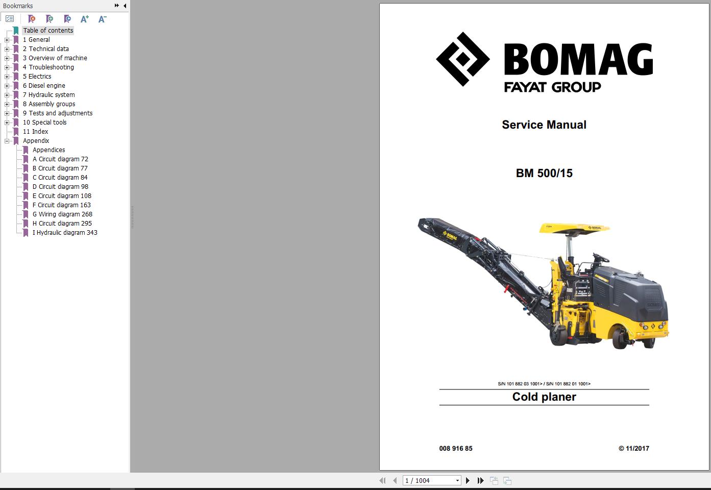 Bomag Machinery BM500-15 Service Manual, Service Training | Auto Repair ...