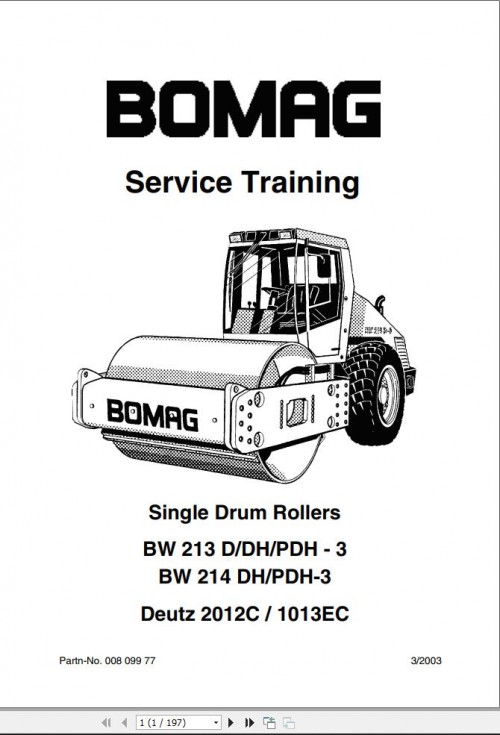 Bomag BW214PDH 3 Service Training, Instruction For Repair