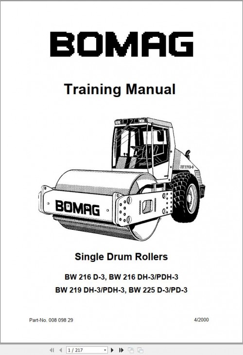 Bomag BW216DH 3 Service Training, Spare Parts Catalogue