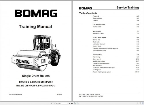 Bomag BW219DH 3 Service Training, Instruction For Repair