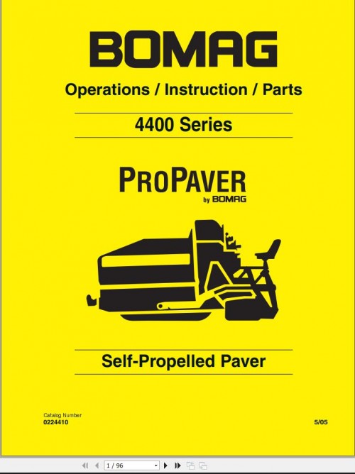 Bomag Propaver 4400 Series Operation Instruction Parts
