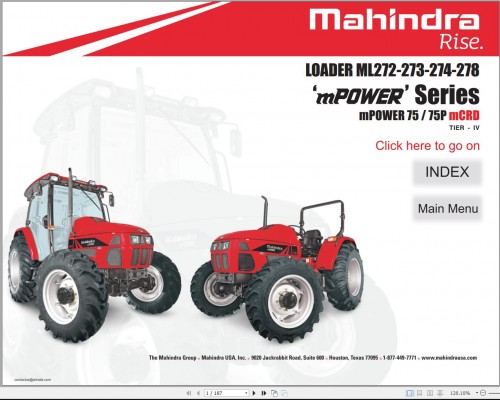 Mahindra Tractor mPOWER Series ML272 ML273 ML274 ML278 Operator Manual