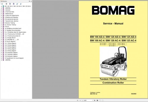 Bomag BW120AD 4 Service Manual, Service Training, Operating And Maintenance Instructions EN ES