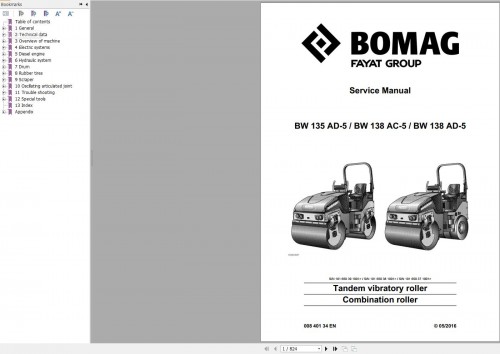 Bomag BW135AD 5 Service Manual, Operating And Maintenance Instructions