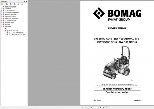 Bomag BW90AD 5 Operating And Maintenance Instructions, Service Manual