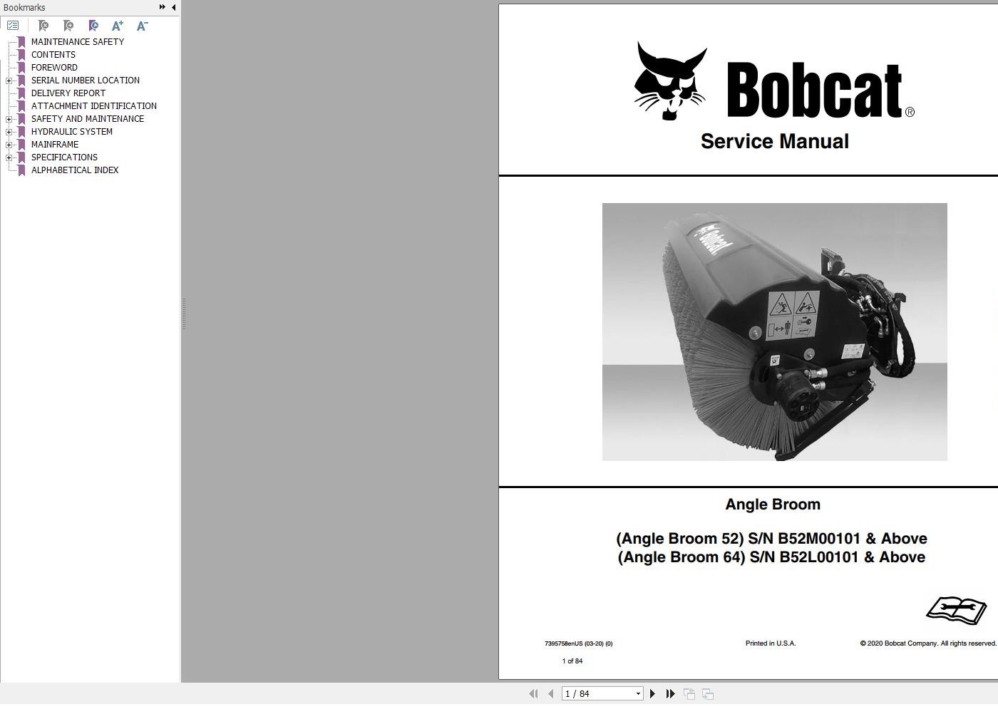 Bobcat Angle Broom Service Manual Auto Repair