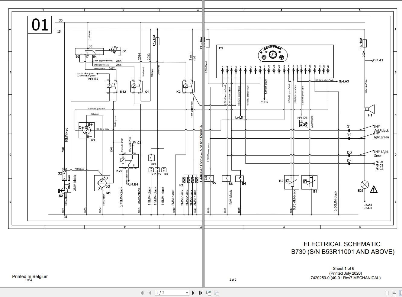 Bobcat Backhoe Loader B730 Electric Schematic 7402302 | Auto Repair ...