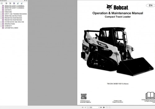 Bobcat Compact Track Loader T66 Operation and Maintenance Manual 2020