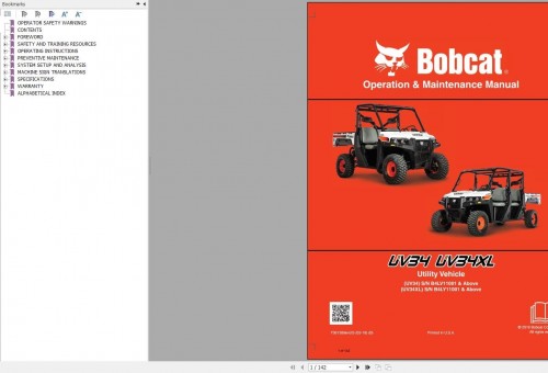 Bobcat Utility Vehicle UV34 Operation and Maintenance Manual