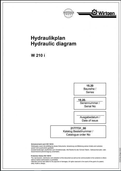 Wirtgen W 210i Electric & Hydraulic Diagram 1