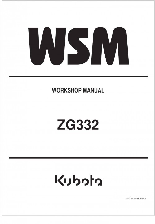 Kubota Zero Turn Mower ZG332 Workshop Manual
