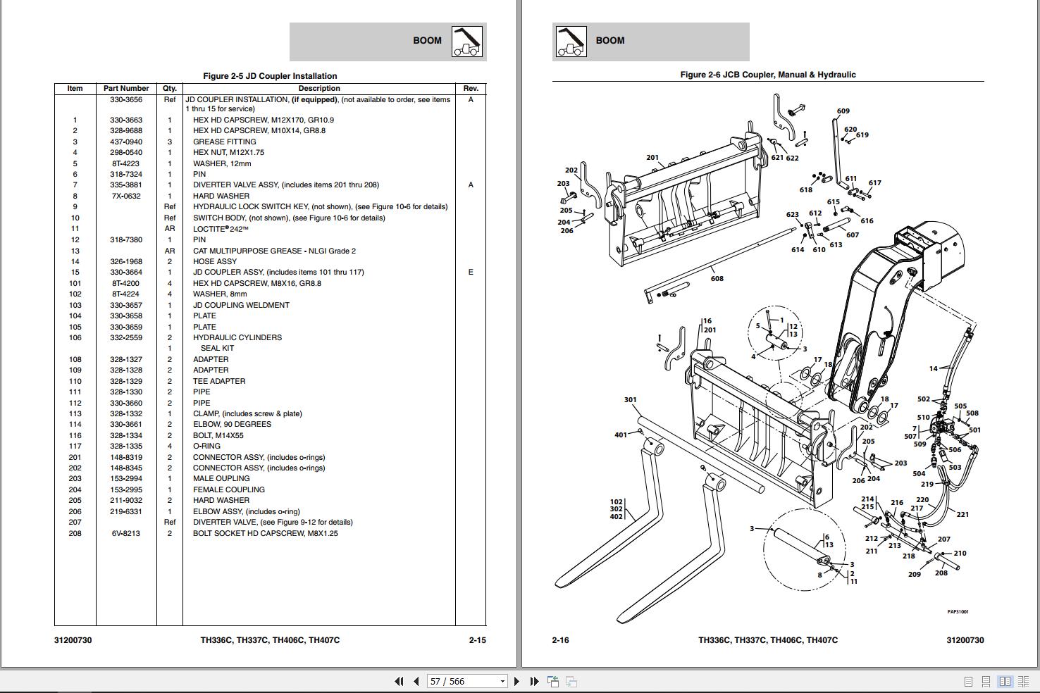 CAT Telehandler TH406C Parts Manual | Auto Repair Manual Forum - Heavy ...