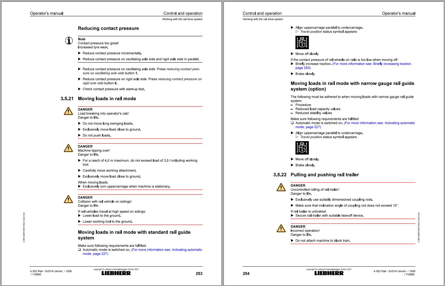 Liebherr Wheeled Excavator A922 Rail SV014 Litronic Operator Manual ...