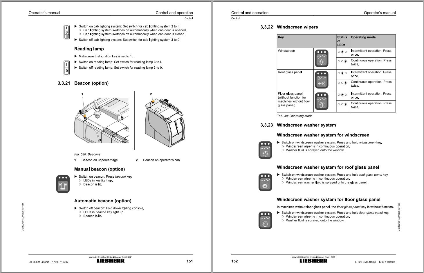 Liebherr Wheeled Excavator LH22M Litronic Operator Manual 12222151 2021 ...