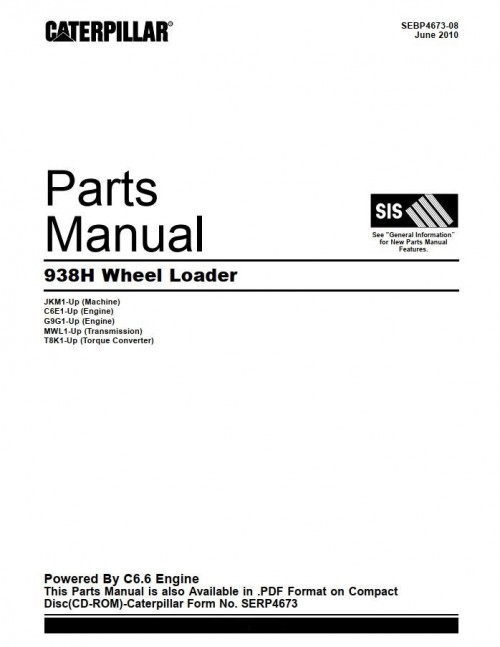 CAT Wheel Loader 938H Spare Parts Catalog SEBP4673 08 1