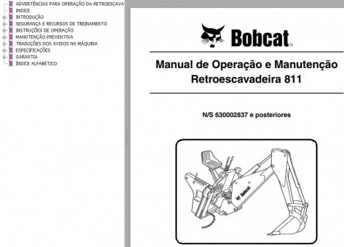 Bobcat Backhoe 811 Operation & Maintenance Manual PT