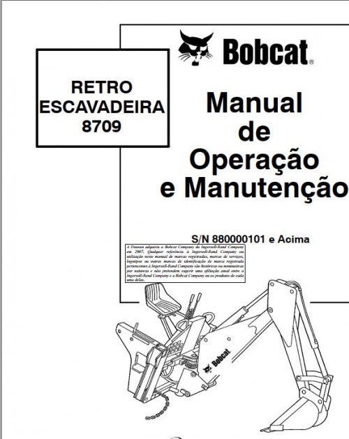 Bobcat Backhoe 8709 Operation & Maintenance Manual PT