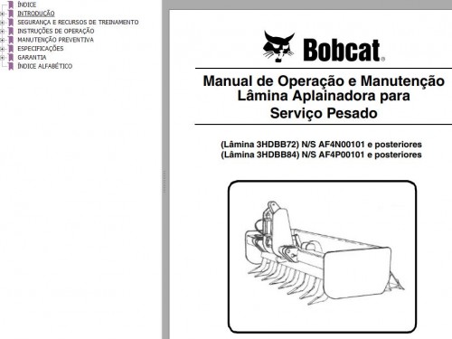 Bobcat Blade Box 3HDBB72 3HDBB84 Operation & Maintenance Manual 6987241 PT