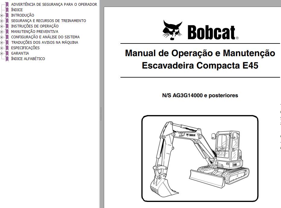 Bobcat Compact Tractor E45 Operation & Maintenance Manual PT | Auto ...