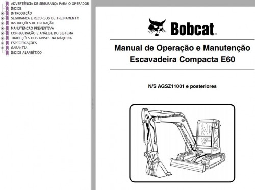 Bobcat Compact Tractor E60 Operation & Maintenance Manual 6987189 PT
