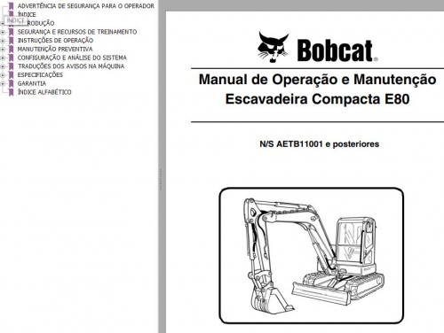 Bobcat Compact Tractor E80 Operation & Maintenance Manual 6987193 PT