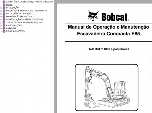 Bobcat Compact Tractor E85 Operation & Maintenance Manual 6990616 PT