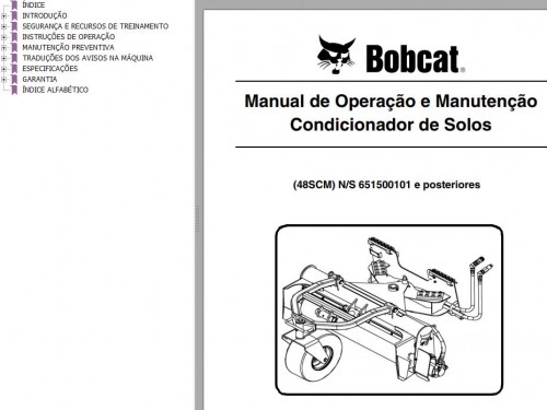 Bobcat Soil Conditioner 48SCM Operation & Maintenance Manual 6902008 PT