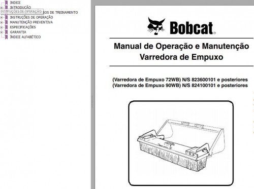 Bobcat Thrust Sweeper 72WB 90WB Operation & Maintenance Manual 6901160 PT