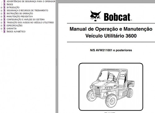 Bobcat Utility 3600 Operation & Maintenance Manual PT