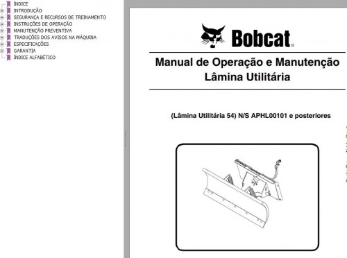 Bobcat Utility Blade 54 Operation & Maintenance Manual 6990065 PT