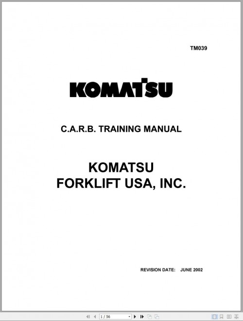 Komatsu Forklift CARB Training Manual TM039