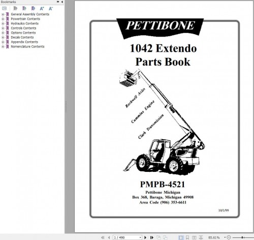 Pettibone Extendo 1042 Parts Book