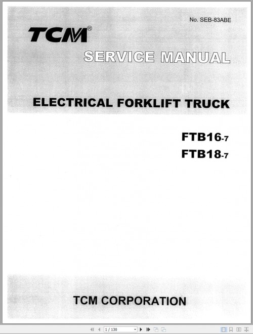 TCM Forklift FTB16 7 FTB18 7 Service Manual SEB 83ABE