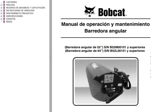 Bobcat Angle Sweeper 52 64 Operation & Maintenance Manual 7395757 ES