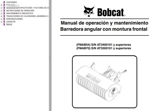 Bobcat Angle Sweeper FMAB54 FMAB70 Operation & Maintenance Manual ES