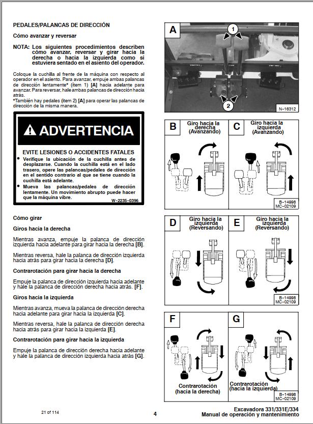 Bobcat Excavator 331 331e 334 Operation And Maintenance Manual Es Auto Repair Manual Forum 2520