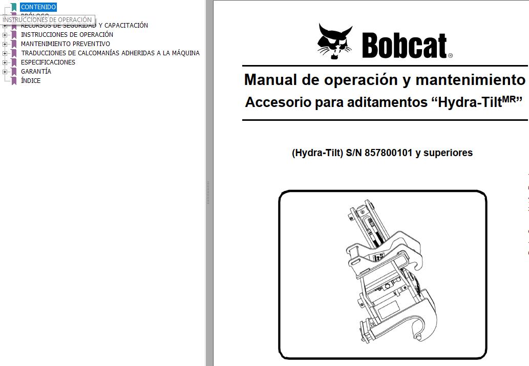 Bobcat Hydra Tilt Operation & Maintenance Manual 6901173 ES | Auto ...