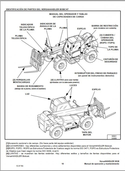 Bobcat VersaHANDLER V638 Operation & Maintenance Manual 6989575 ES 1