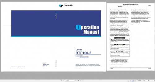 Tadano All Terrain Crane AR 1600M 1 Parts Catalog, Operation Manual, Hydraulic & Electrical Diagrams