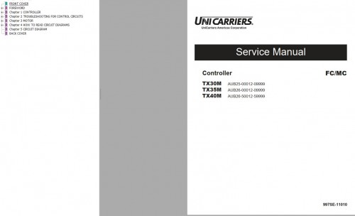 Unicarrier Forklift TX30M TX35M TX40M Controller Service Manual 997SE 11010