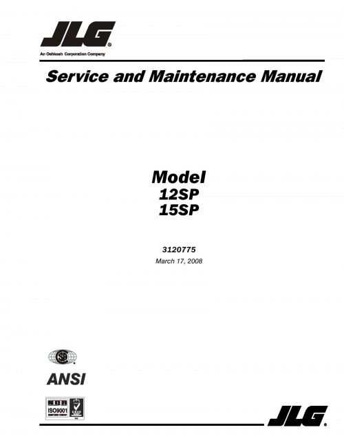 JLG Lift 12SP 15SP Service and Maintenance Manual
