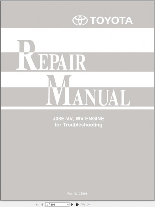 Toyota Engine J08E VV WW Repair Manual for Troubleshooting