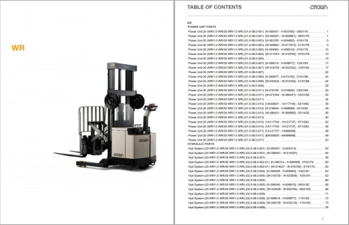 Crown Walkie Stacker WR Parts Catalog, Service Manual