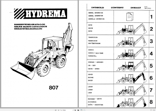 Hydrema Backhoe Loader 807 Parts Catalog 1