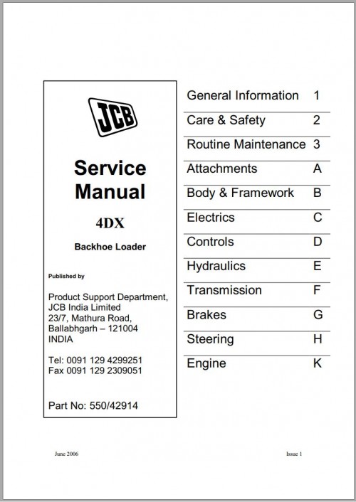 JCB Backhoe Loader 4DX Service Manual 1